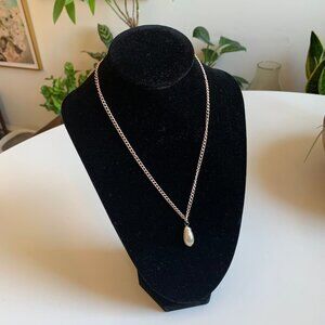 Silver tone Teardrop Faux Pearl Necklace